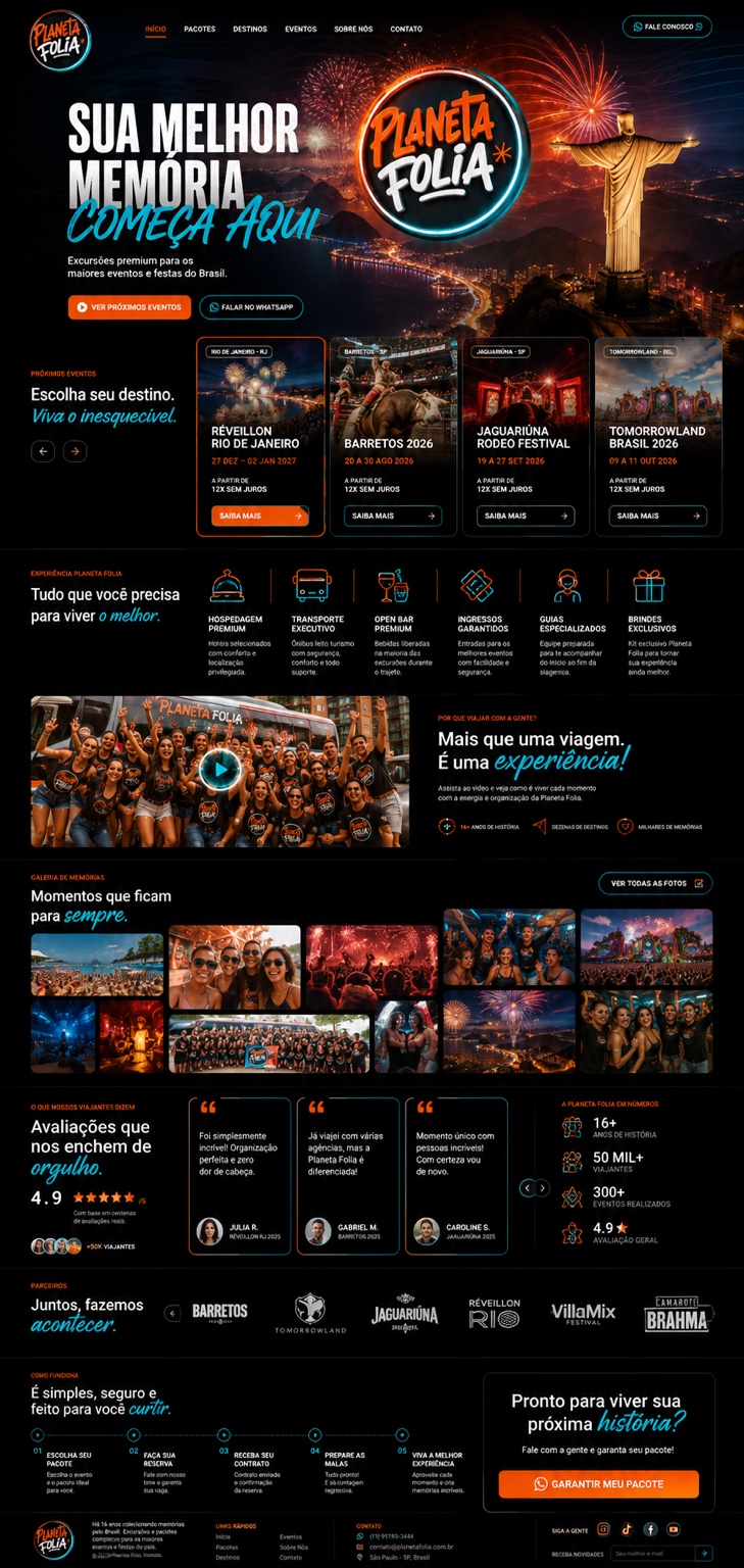 Landing page conceitual da Planeta Folia